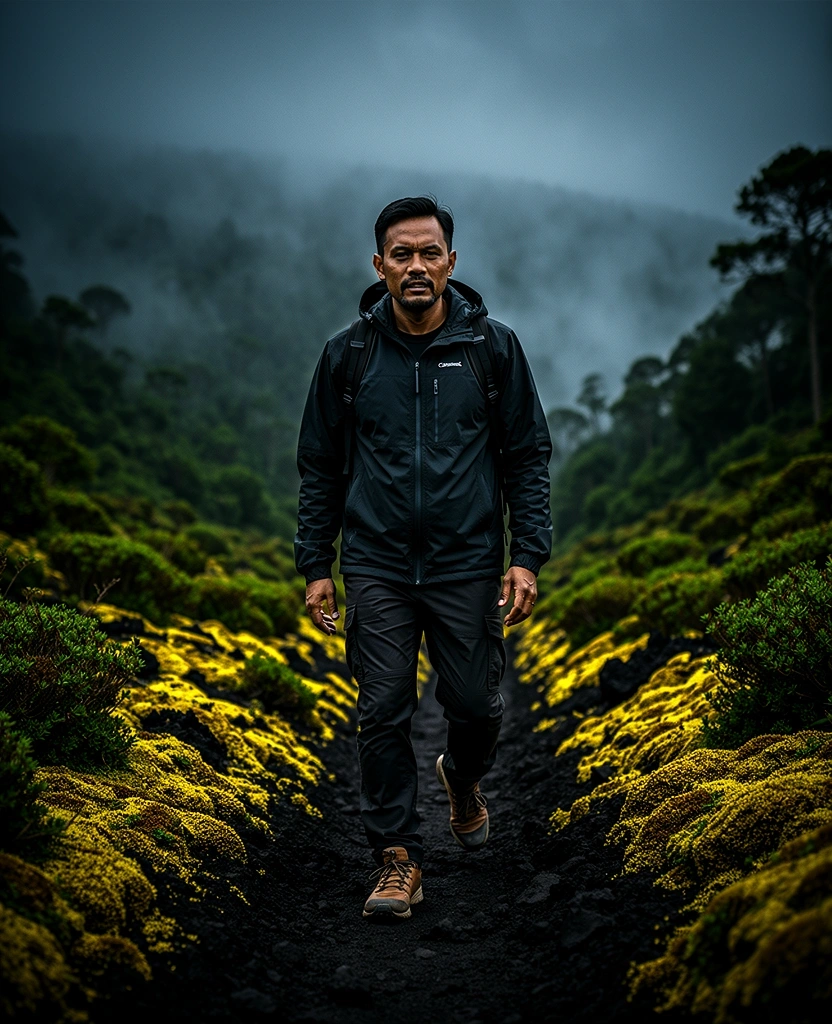 Active man in Indonesian highlands